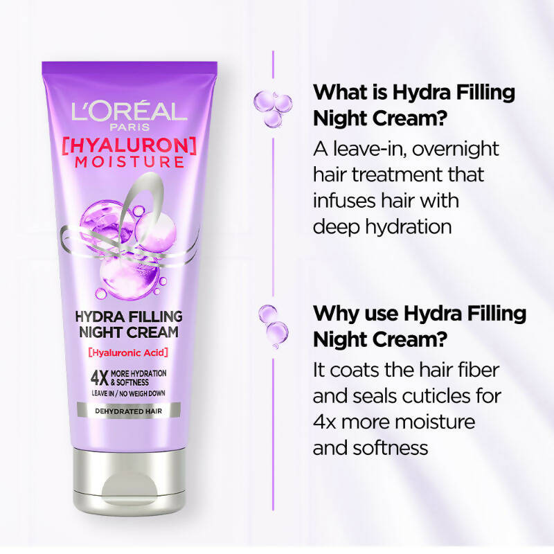 L'Oreal Paris Hyaluron Moisture Hydra Filling Night Cream Hair - 180 ml