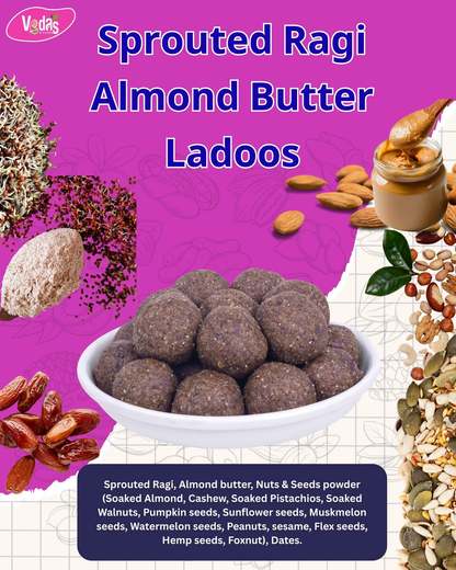 Vedas Kitchen Sprouted Ragi Almond Butter Ladoos 8 Month