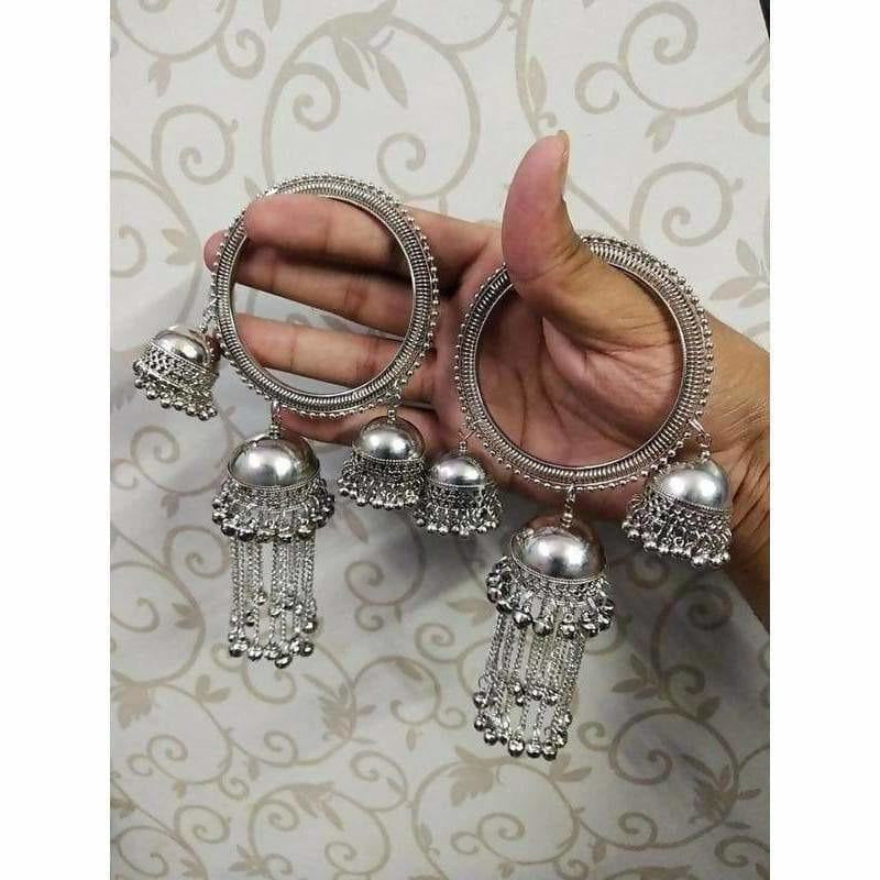 MS Fashion India Stylish And Trendy Silver Jhumka Hanging Bangles