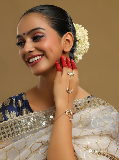 Ruby Raang Gold Chand Kundan Haath Phool