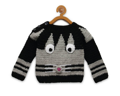 Chutput Kids Grey Coloured Solid Pullover with Mouse Cartoon