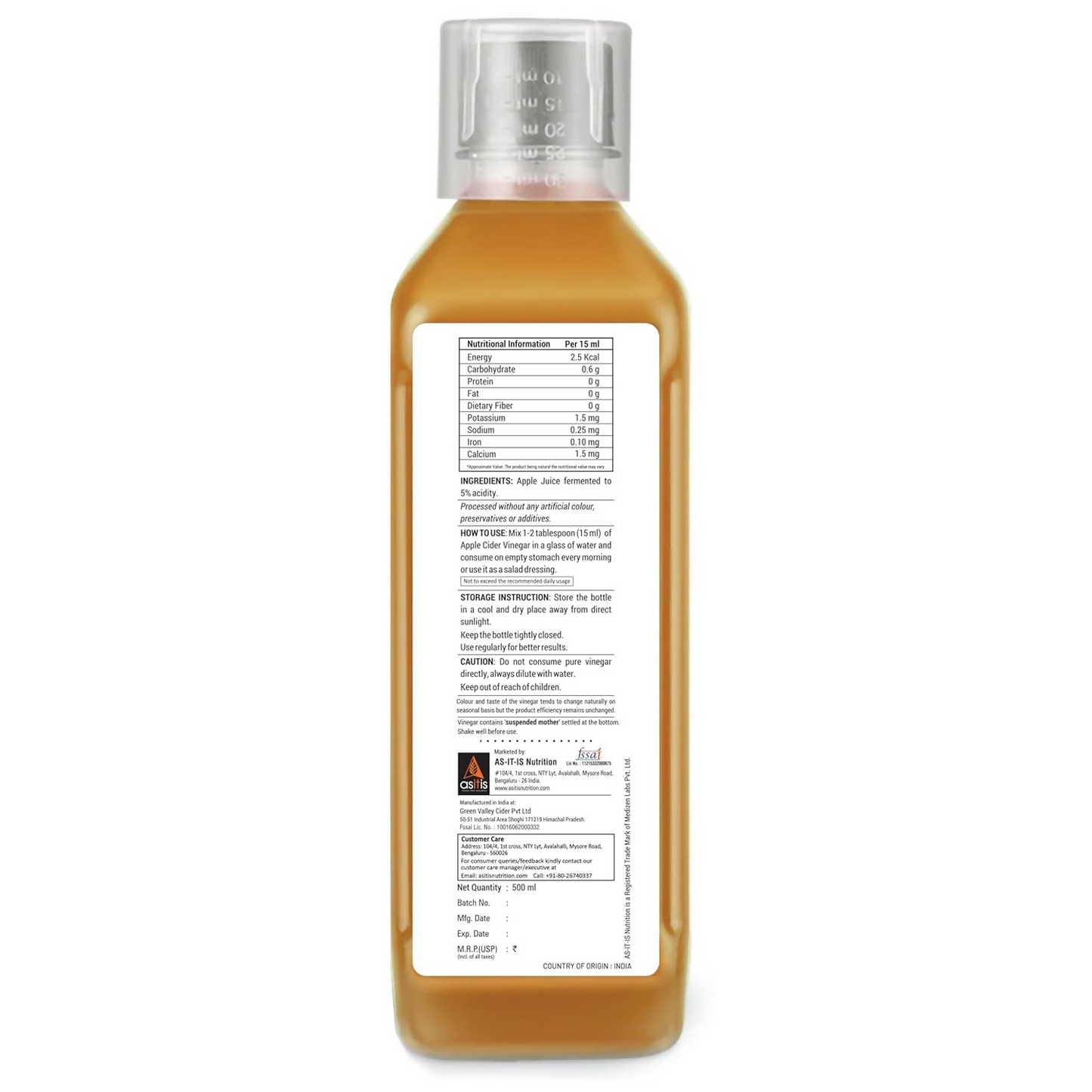 AS-IT-IS Nutrition Raw Apple Cider Vinegar with Mother