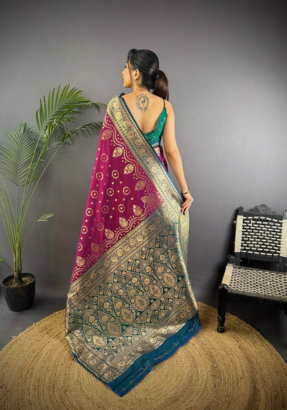 Joban Fashion Navy Blue Butti Banarasi Silk Sarees