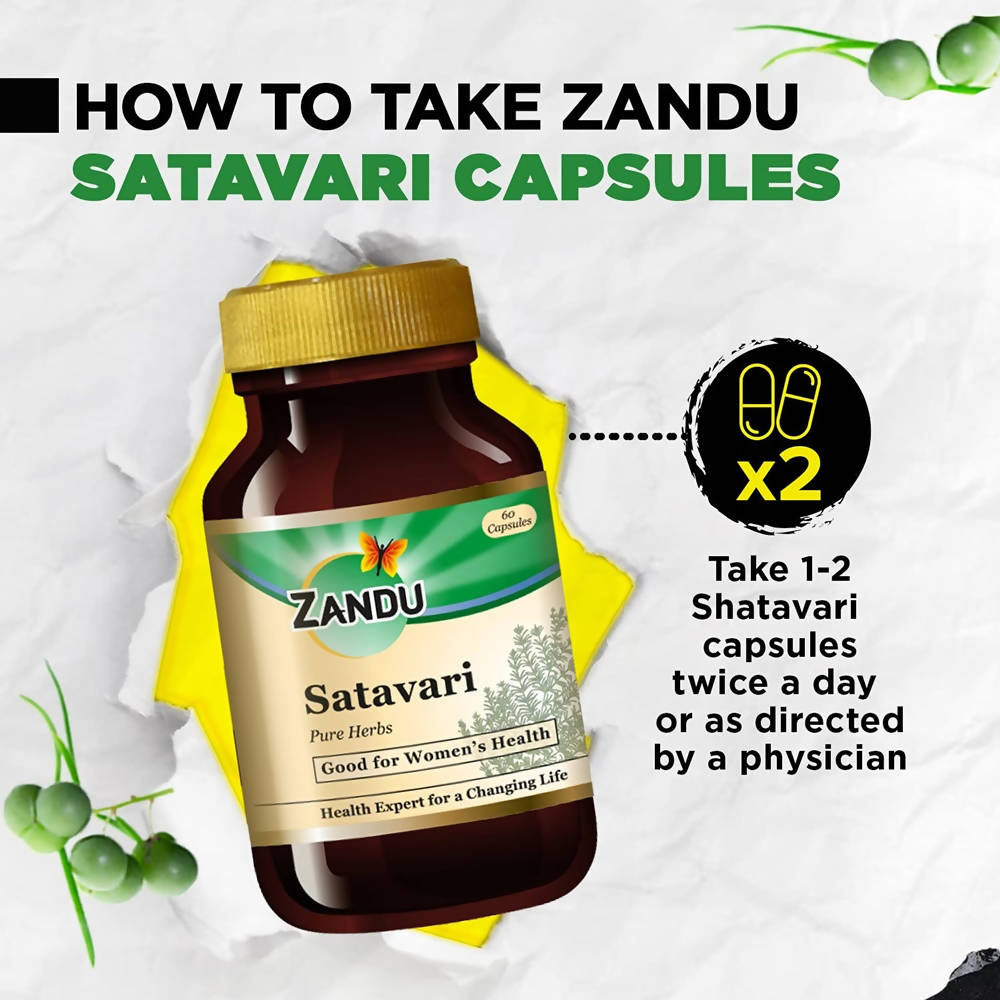 Zandu Satavari Pure Herbs Capsules - 60 Caps