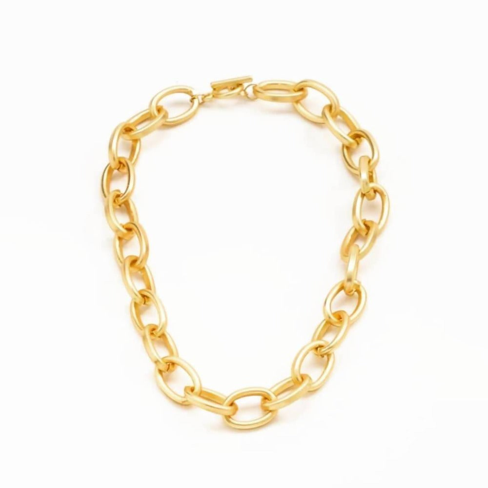 Bling Accessories Matt Gold Metal Chain Necklace