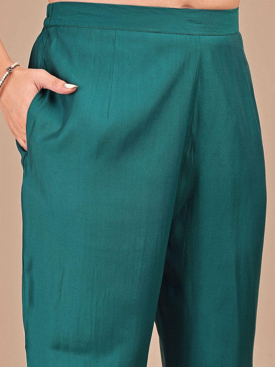 Tikhi Imli Embroidered V-Neck Tunic & Trousers Co-OrdsSet