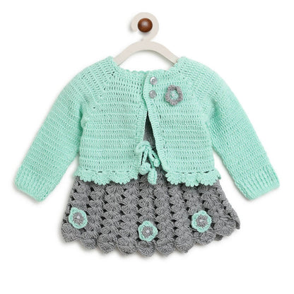 ChutPut Hand knitted Crochet Maharani Wool Dress For Baby Girls - Green