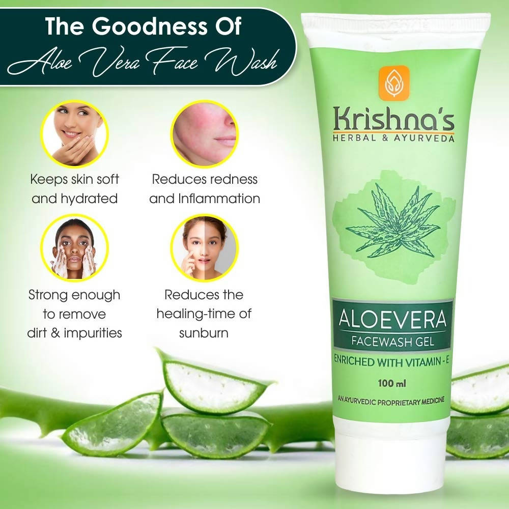 Krishna's Herbal & Ayurveda Aloe vera Face Wash Gel - 100 ml