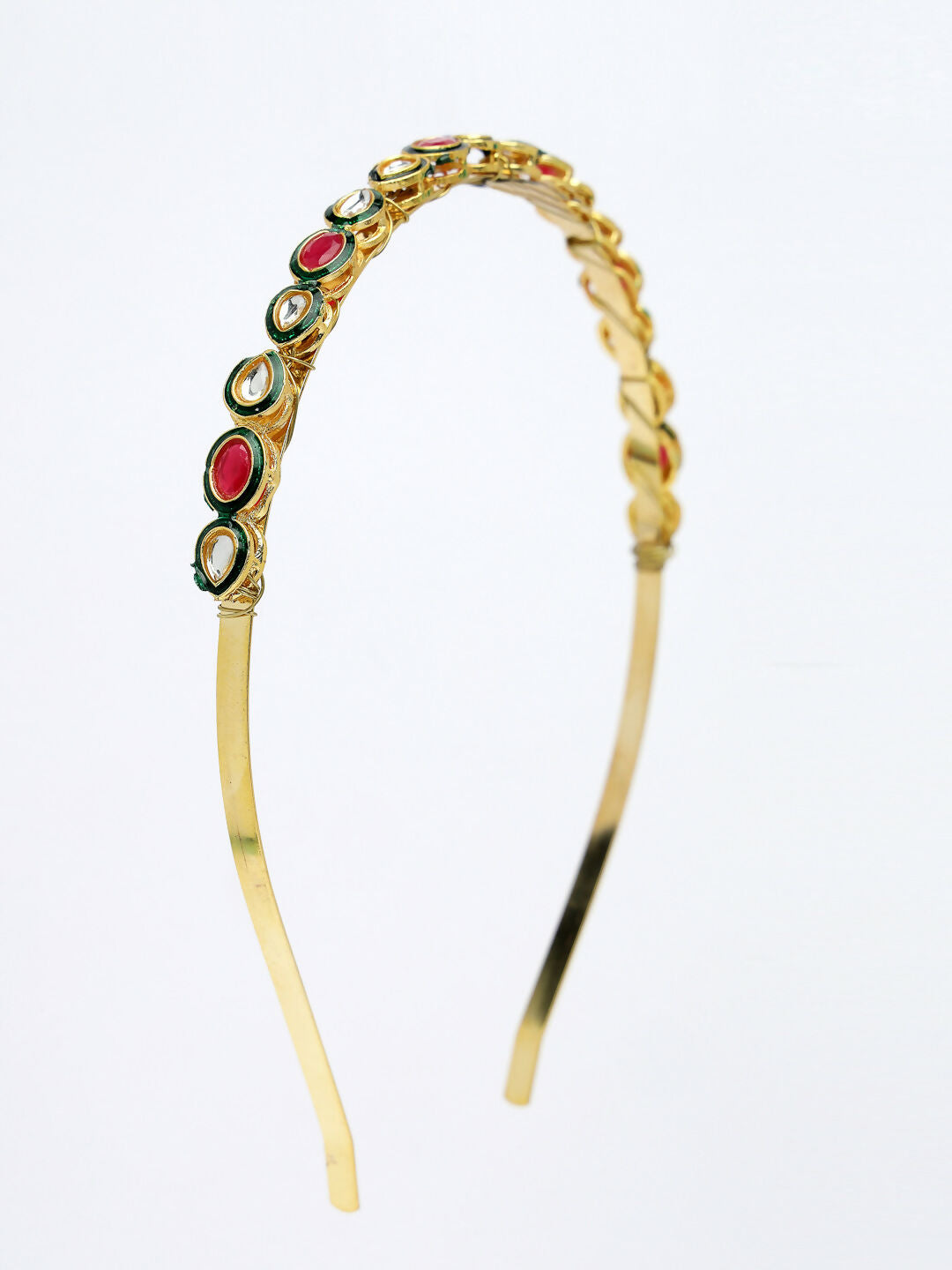NVR Women's Multi colour Kundan Gold-Polished Embellished Hairband