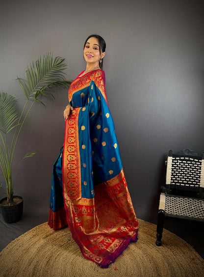 Joban Fashion Red Butti Banarasi Silk Sarees