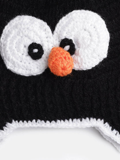 Chutput Kids Woollen Hand Knitted Googly Eyes Detail Cap - Black