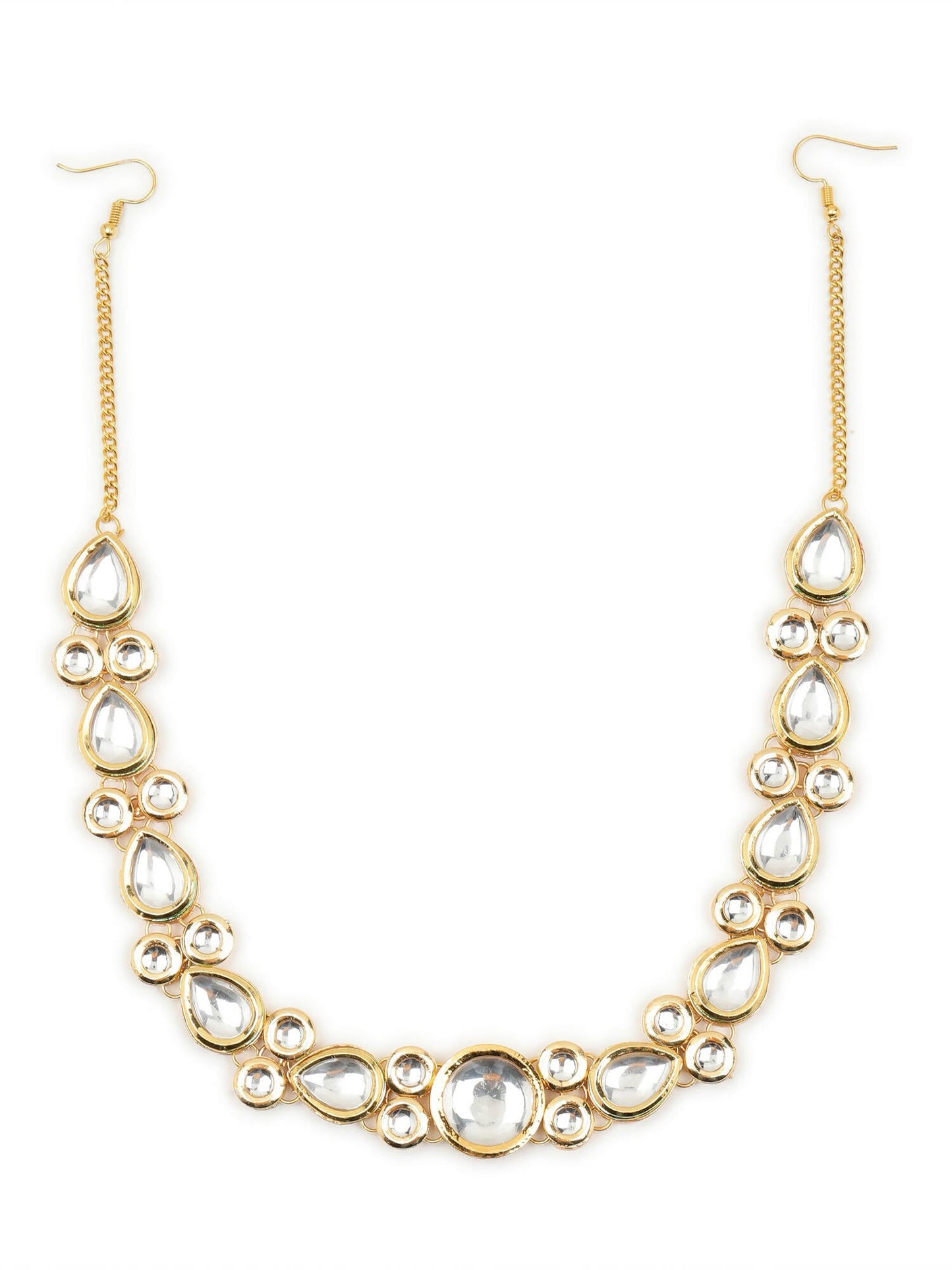 Gold-Polished White Kundan-Studded Hair Band - Ruby Raang