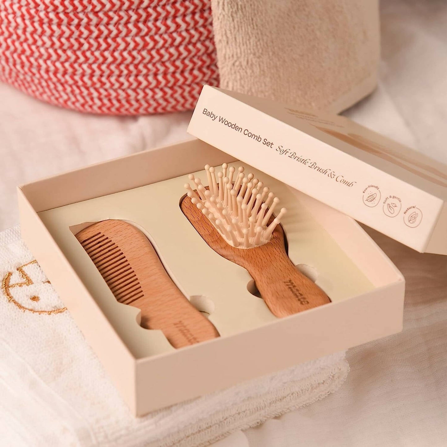 Maate Baby Wooden Comb Set | Beechwood Comb and Hair Brush