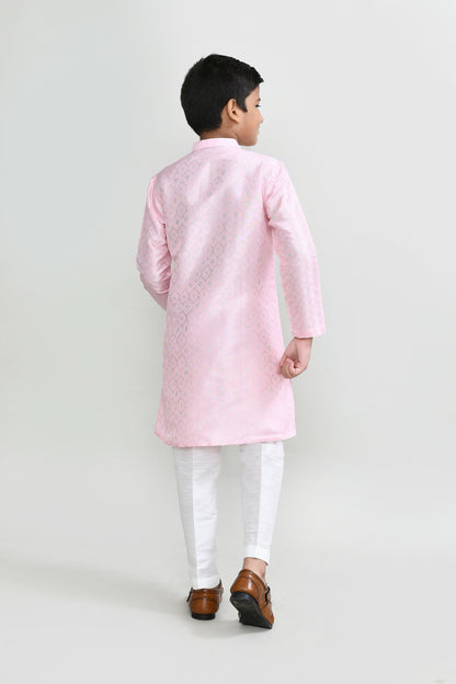 Joban Fashion Cotton Silk Pink Kurta With Straight Fit Pant