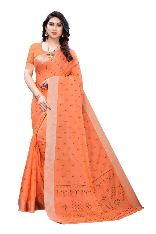 Vamika Orange Chanderi Designer Saree (DIYA ORANGE)