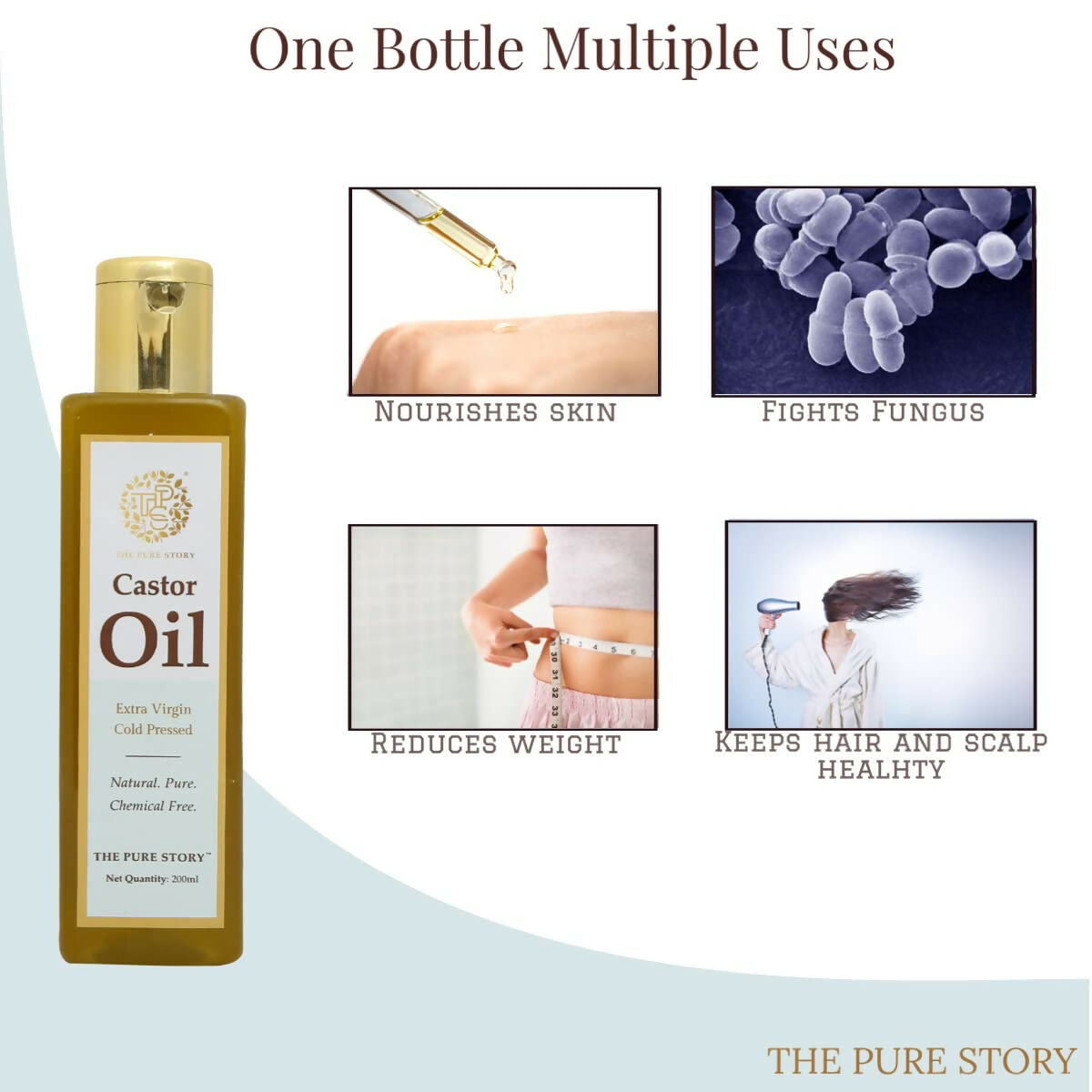The Pure Story Natural Cold Pressed Castor Hair Oil