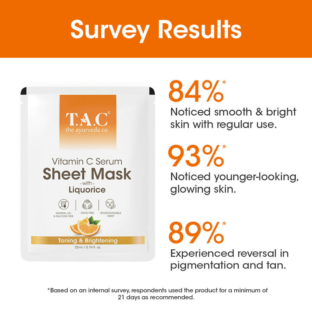 T.A.C - The Ayurveda Co. Vitamin C Serum Sheet Mask | Natural Skin Brightness