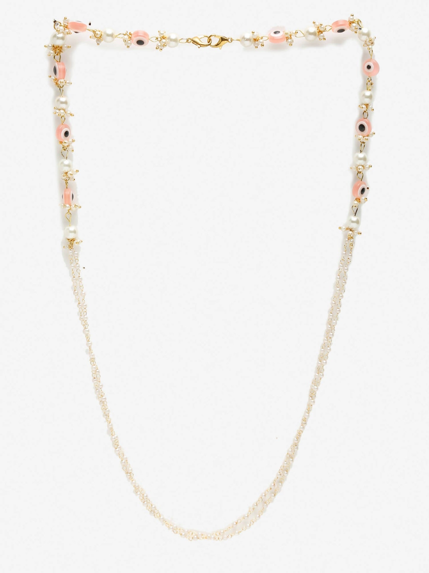 Pink Gold-Toned Evil Eye Beaded Mask Chain - Ruby Raang