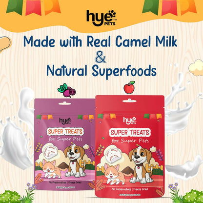 Hye Pets Super Treats For Super Pets – Freeze Dried Treats Made With Camel Milk, Apple & Banana