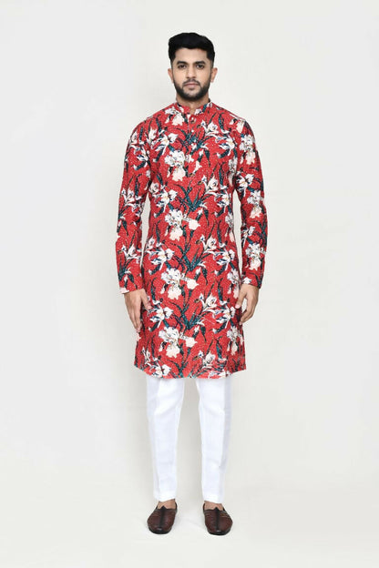 Joban Fashion Maroon Colored Rayon Based With Thread & Sequence Work Fabric Kurta With Straight Fit Pant