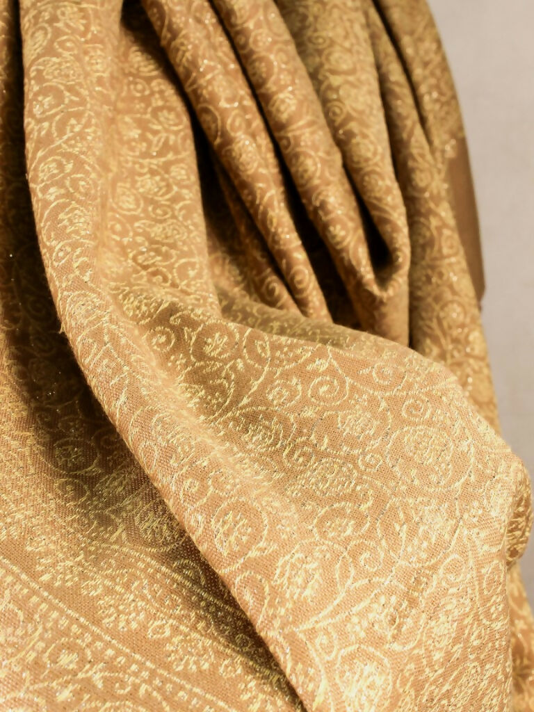 Weaving Mystery Handloom Pashmina Shawl-Kaani Zari - Tan Brown