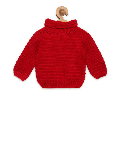 Chutput Kids Woollen Hand Knitted Jumbo Sweater - Red