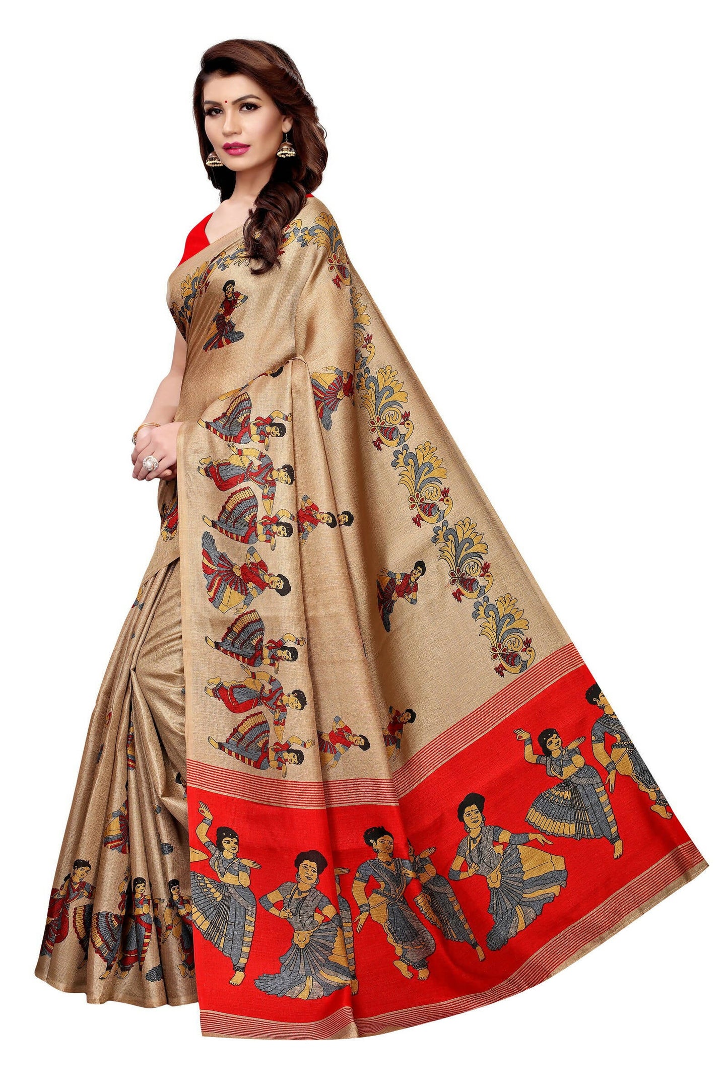 Vamika Chiku Kalamkari With Jhalar Khadi Modern Silk Saree