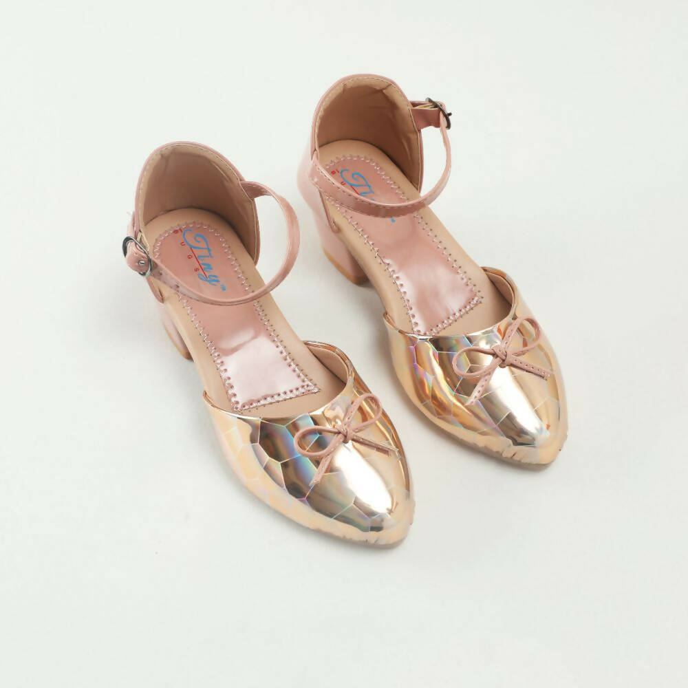 Tiny Bugs Girls Party Wear Ballerinas Heels - Peach